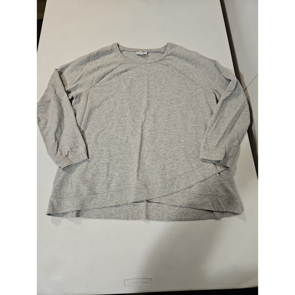 Pure Jill Thin Long Sleeve Crew Neck Pullover‎ Women's Large Gray (1553